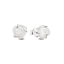 Load image into Gallery viewer, White Rose in Bloom Stud Earrings