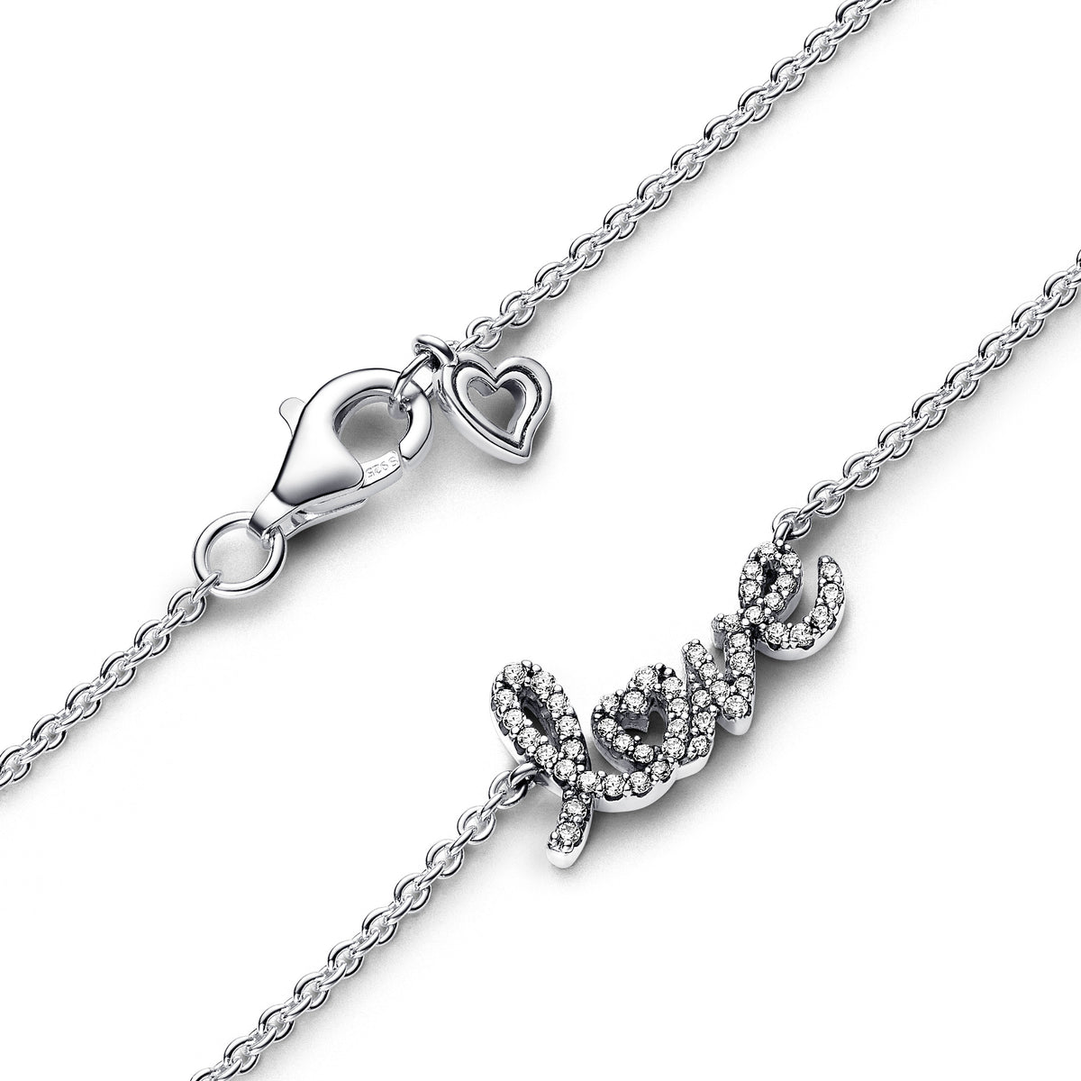 Collier Necklace Pandora Love Script Necklace Sparkling