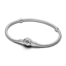 Load image into Gallery viewer, Pandora Moments Rose in Bloom Clasp Snake Chain Bracelet
