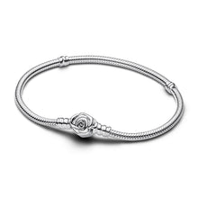 Load image into Gallery viewer, Pandora Moments Rose in Bloom Clasp Snake Chain Bracelet
