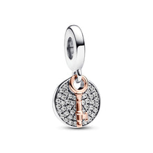Load image into Gallery viewer, Two-tone Key to Happiness Double Dangle Charm