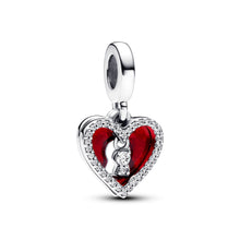 Load image into Gallery viewer, Red Heart & Keyhole Double Dangle Charm
