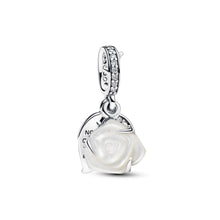 Load image into Gallery viewer, White Rose in Bloom Double Dangle Charm