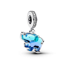 Load image into Gallery viewer, Blue Murano Glass Elephant Dangle Charm