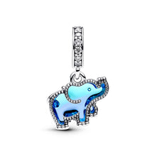 Load image into Gallery viewer, Blue Murano Glass Elephant Dangle Charm