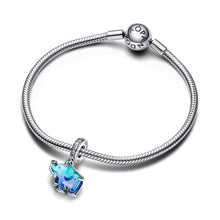 Load image into Gallery viewer, Blue Murano Glass Elephant Dangle Charm