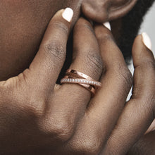 Load image into Gallery viewer, Crossover Pavé Triple Band Ring