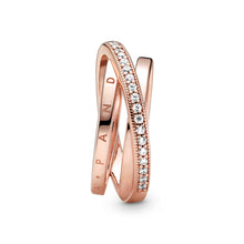 Load image into Gallery viewer, Crossover Pavé Triple Band Ring