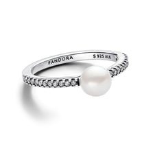 Load image into Gallery viewer, Treated Freshwater Cultured Pearl &amp; Pavé Ring
