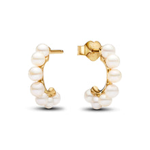 Load image into Gallery viewer, Treated Freshwater Cultured Pearls Open Hoop Earrings