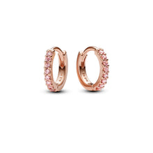 Load image into Gallery viewer, Sparkling Pink Huggie Hoop Earrings