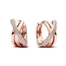 Load image into Gallery viewer, Crossover Pavé Hoop Earrings