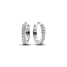 Load image into Gallery viewer, Sparkling Huggie Hoop Earrings in Sterling Silver