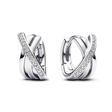 Load image into Gallery viewer, Crossover Pavé Hoop Earrings