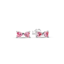 Load image into Gallery viewer, Sparkling Pink Bow Stud Earrings