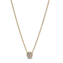 Load image into Gallery viewer, Round Pavé Halo Pendant Necklace