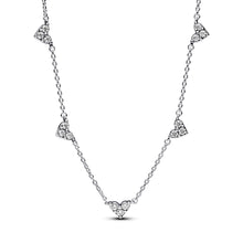 Load image into Gallery viewer, Triple Stone Heart Station Chain Necklace