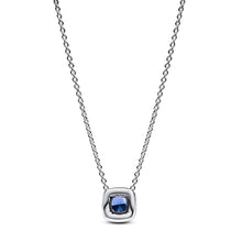 Load image into Gallery viewer, Sparkling Square Blue Halo Pendant Necklace