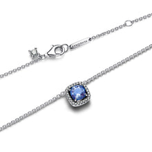 Load image into Gallery viewer, Sparkling Square Blue Halo Pendant Necklace