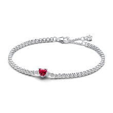 Load image into Gallery viewer, Red Sparkling Heart Tennis Bracelet