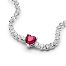 Load image into Gallery viewer, Red Sparkling Heart Tennis Bracelet