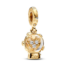 Load image into Gallery viewer, Heart Snowflake Snow Globe Dangle Charm