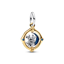 Load image into Gallery viewer, Disney Mickey Mouse & Minnie Mouse Two-tone Spinning Moon Dangle Charm