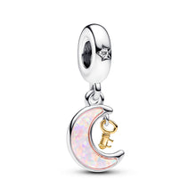 Load image into Gallery viewer, Two-tone Key & Moon Dangle Charm
