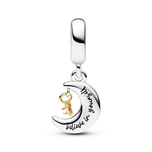 Load image into Gallery viewer, Two-tone Key & Moon Dangle Charm