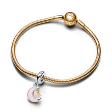 Load image into Gallery viewer, Two-tone Key & Moon Dangle Charm