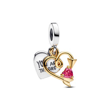 Load image into Gallery viewer, Engravable Heart & Arrow Double Dangle Charm