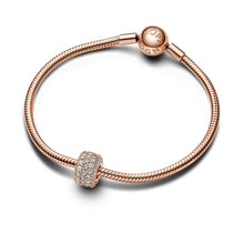 Load image into Gallery viewer, Sparkling Pavé Triple-row Charm in 14k Rose Gold-Plated