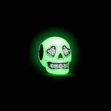 Load image into Gallery viewer, Glow-in-the-dark Sparkling Skull Charm