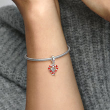 Load image into Gallery viewer, Double Candy Cane Heart Christmas Dangle Charm