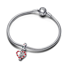 Load image into Gallery viewer, Double Candy Cane Heart Christmas Dangle Charm