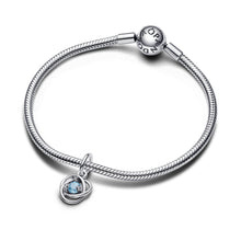 Load image into Gallery viewer, March Sea Aqua Blue Eternity Circle Dangle Charm