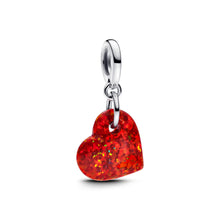 Load image into Gallery viewer, Opalescent Red Heart Dangle Charm