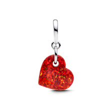 Load image into Gallery viewer, Opalescent Red Heart Dangle Charm
