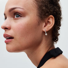 Load image into Gallery viewer, Treated Freshwater Cultured Pearl & Pavé Hoop Earrings