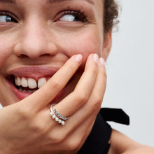 Load image into Gallery viewer, Treated Freshwater Cultured Pearls & Pavé Open Ring
