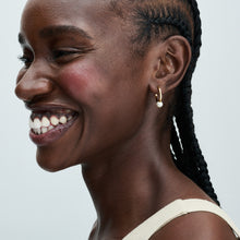 Load image into Gallery viewer, Treated Freshwater Cultured Pearl Hoop Earrings