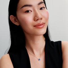 Load image into Gallery viewer, Sparkling Square Blue Halo Pendant Necklace
