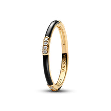 Load image into Gallery viewer, Black Enamel & Stones Ring