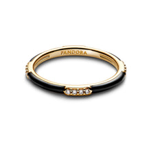 Load image into Gallery viewer, Black Enamel & Stones Ring