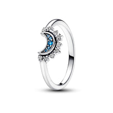 Load image into Gallery viewer, Celestial Blue Sparkling Moon Ring