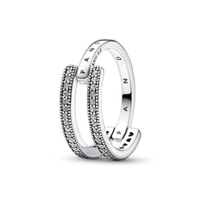 Load image into Gallery viewer, Pandora Signature Logo & Pavé Double Band Ring