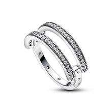 Load image into Gallery viewer, Pandora Signature Logo & Pavé Double Band Ring