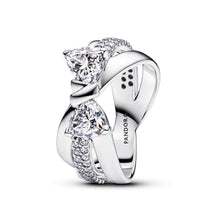 Load image into Gallery viewer, Sparkling Bow Crossover Ring