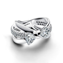 Load image into Gallery viewer, Sparkling Bow Crossover Ring