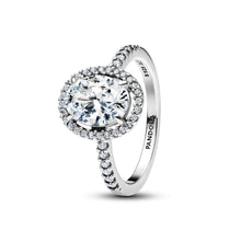 Load image into Gallery viewer, Oval Sparkling Halo Statement Ring